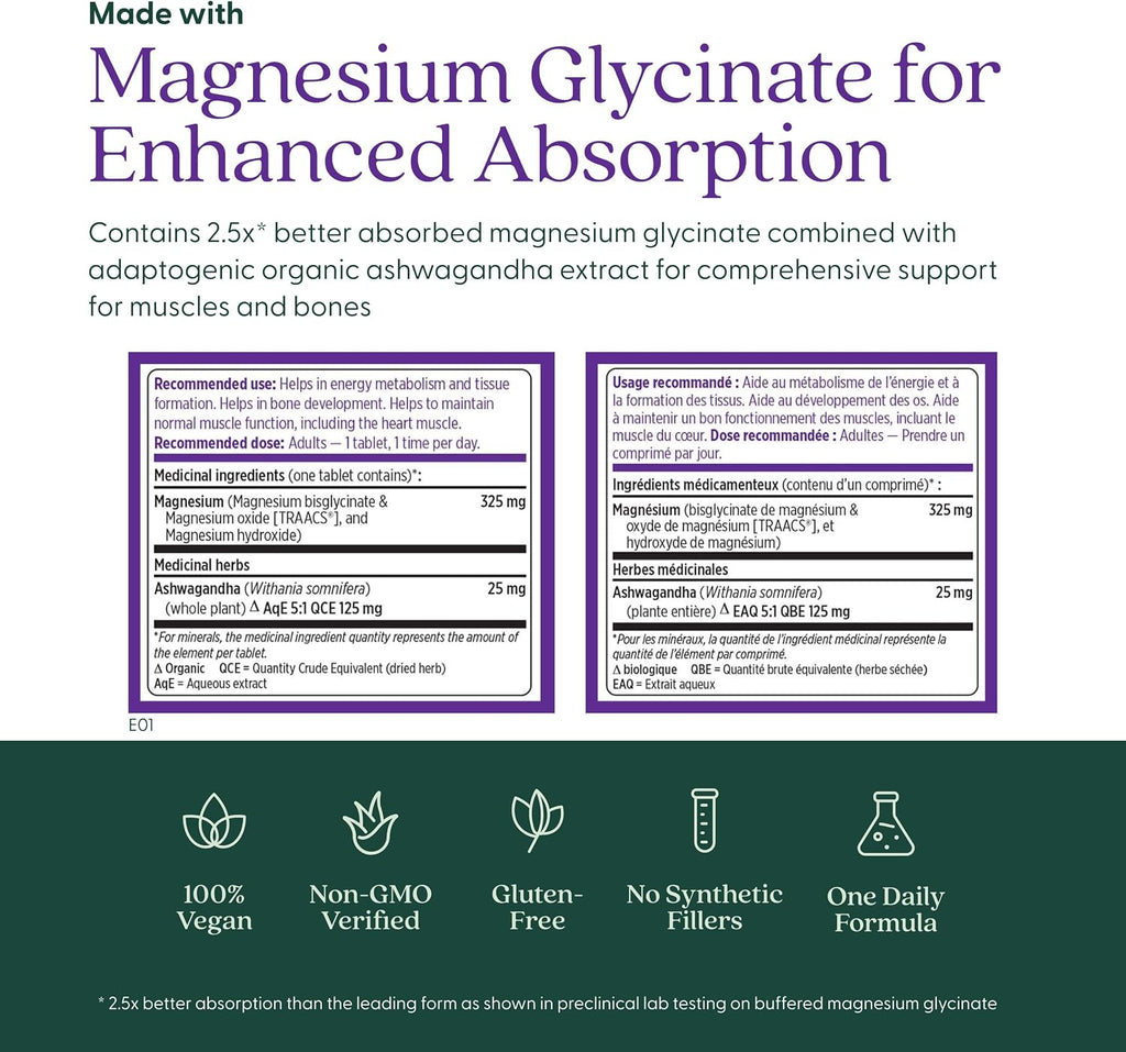 New Chapter Magnesium + Ashwagandha 30 Vegan Tablets